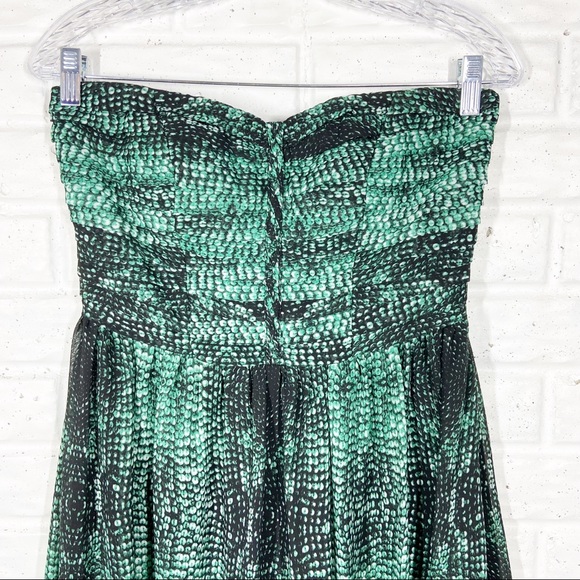 MOULINETTE SOEURS Green patterned Strapless Maxi Dress with Flutter Skirt - Picture 13 of 15